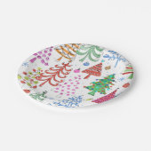 Niedliches Weihnachtsbaum Rotes grünes rosa Blaues Pappteller (Schrägansicht)