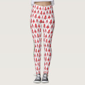 Niedliches Weihnachtsbaum Weihnachten Neujahr Rot Leggings (Vorderseite)