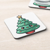 Niedliches Weihnachtsbaumdesign Getränkeuntersetzer (Linke Seite)