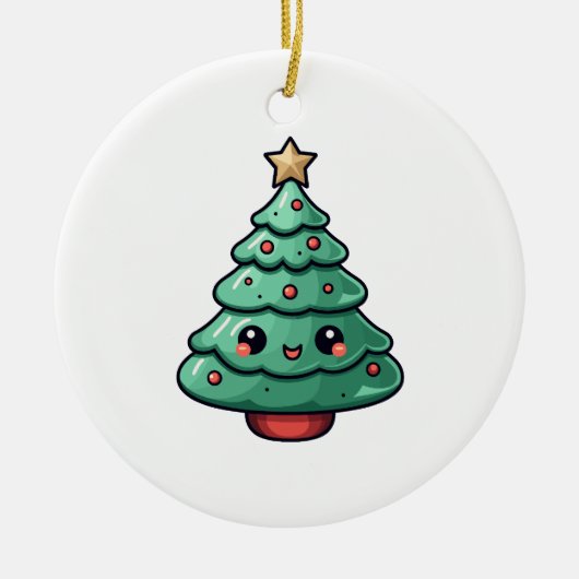 Niedliches Weihnachtsbaumdesign Keramik Ornament (Vorne)