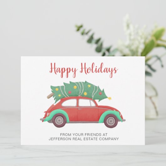 Niedliches Weihnachtsbaumgeschäft Feiertagskarte (Stehend Vorderseite)