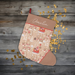 Niedliches Weihnachtsbaummuster Personalisiert Großer Weihnachtsstrumpf
