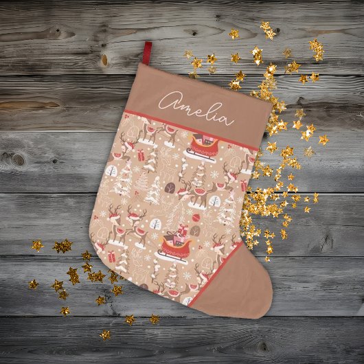 Niedliches Weihnachtsbaummuster Personalisiert Großer Weihnachtsstrumpf