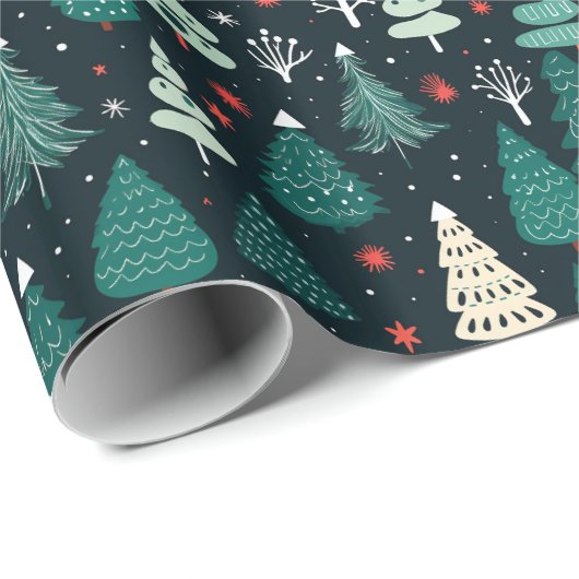 Niedliches Weihnachtsbaumpapier Geschenkpapier (Rolleneckpunkt)