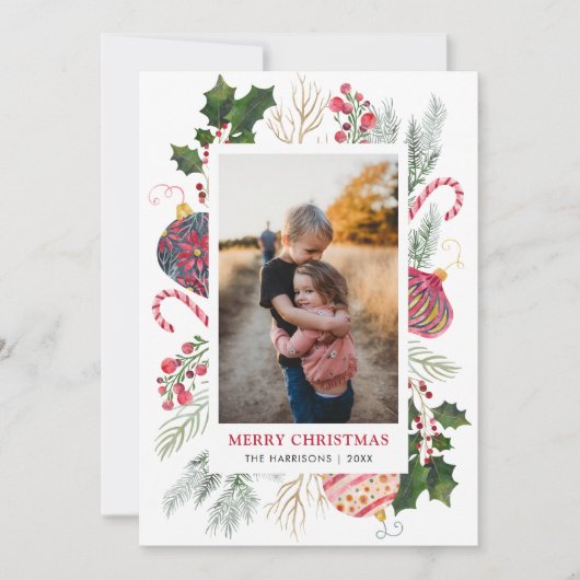 Niedliches Weihnachtsbild Foto Feiertagskarte (Vorderseite)