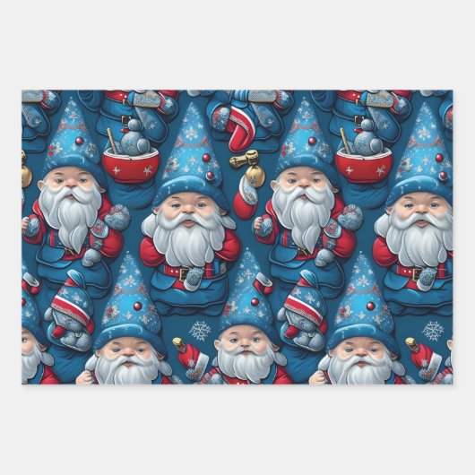 Niedliches Weihnachtsblatt 3xFlat-Blatt Geschenkpapier Set (Vorderseite 2)