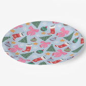 Niedliches Weihnachtsblau Pappteller (Schrägansicht)