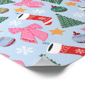 Niedliches Weihnachtsblau Poster (Ecke)