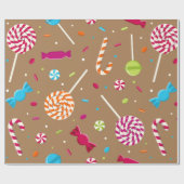 Niedliches Weihnachtscandy-Muster Geschenkpapier (Flach)