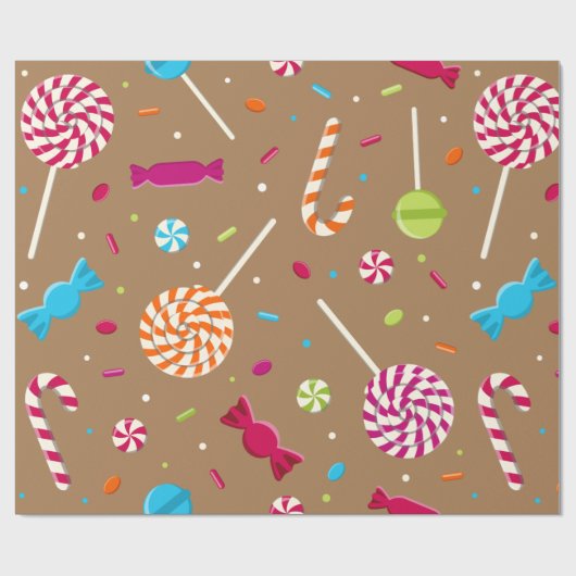 Niedliches Weihnachtscandy-Muster Geschenkpapier (Flach)