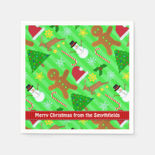 Niedliches Weihnachtscollagen-Feiertags-Muster Serviette