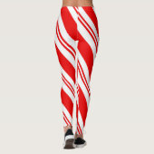 Niedliches Weihnachtscreme Red Strip Muster Leggings (Rückseite)
