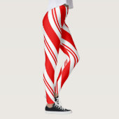 Niedliches Weihnachtscreme Red Strip Muster Leggings (Rechts)