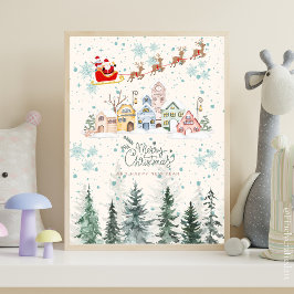 Niedliches Weihnachtsdekor im Kinderzimmer Poster