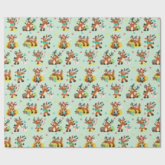 Niedliches Weihnachtsdesign für Reindeer Geschenkpapier (Flach)