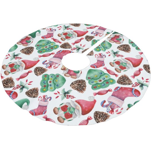 Niedliches Weihnachtsdesign Polyester Weihnachtsbaumdecke (Schrägansicht)