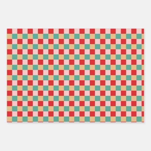 Niedliches Weihnachtsdesign Rosa und Minzgrün Geschenkpapier Set (Vorderseite 3)