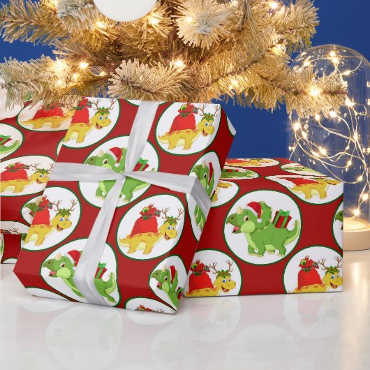 Niedliches Weihnachtsdinosaurier-Muster Party-Pack Geschenkpapier (Feiertage)