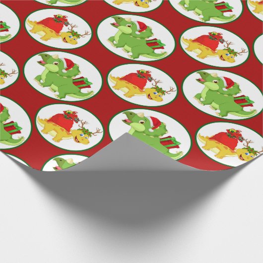 Niedliches Weihnachtsdinosaurier-Muster Party-Pack Geschenkpapier (Ecke)