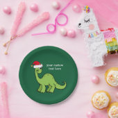 Niedliches Weihnachtsdinosaurier Santa Custom Gree Pappteller (Party)