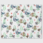 Niedliches Weihnachtsdinosaurier-Wrapping Paper Geschenkpapier (Flach)