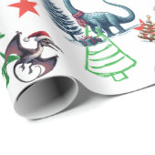 Niedliches Weihnachtsdinosaurier-Wrapping Paper Geschenkpapier (Rolleneckpunkt)