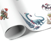 Niedliches Weihnachtsdinosaurier-Wrapping Paper Geschenkpapier (Rolleneckpunkt)