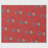 Niedliches Weihnachtsdinosaurier-Wrapping Paper Geschenkpapier (Flach)