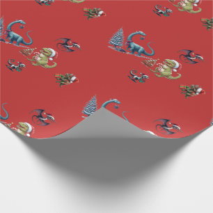 Niedliches Weihnachtsdinosaurier-Wrapping Paper Geschenkpapier