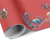Niedliches Weihnachtsdinosaurier-Wrapping Paper Geschenkpapier (Rolleneckpunkt)