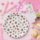 Niedliches Weihnachtsdoodle-Muster Pappteller (Party)