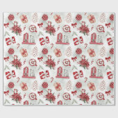 Niedliches Weihnachtsdorf Geschenkpapier (Flach)