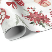 Niedliches Weihnachtsdorf Geschenkpapier (Rolleneckpunkt)