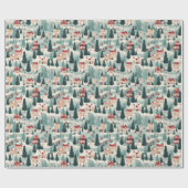 Niedliches Weihnachtsdorf Geschenkpapier (Flach)