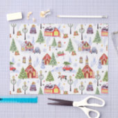 Niedliches Weihnachtsdorf mit Weihnachtsbaum Seidenpapier (Handwerk)