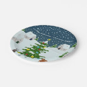 Niedliches Weihnachtsdorf Pappteller (Schrägansicht)