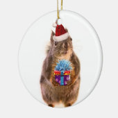 Niedliches Weihnachtseichhörnchen und -geschenk Keramikornament (Links)