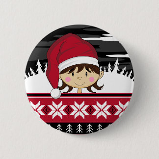 Niedliches Weihnachtself-Abzeichen Button