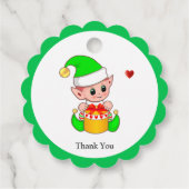 Niedliches Weihnachtself mit Herz Danke Geschenkanhänger (Rückseite)