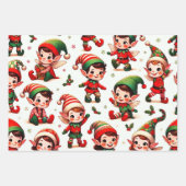 Niedliches Weihnachtself-Wrapping-Papier Geschenkpapier Set (Vorderseite)