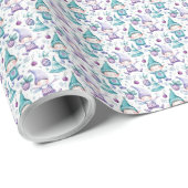 Niedliches Weihnachtselfenmuster Geschenkpapier (Rolleneckpunkt)