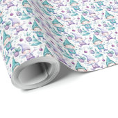 Niedliches Weihnachtselfenmuster Geschenkpapier (Rolleneckpunkt)