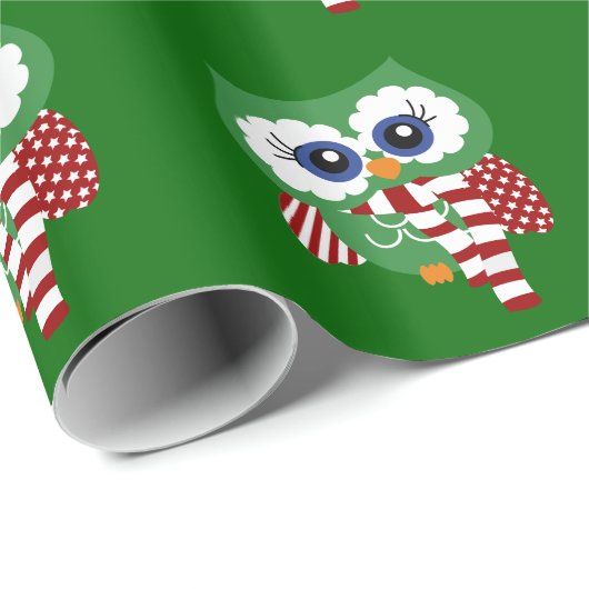 Niedliches Weihnachtseulen-Verpackungs-Papier Geschenkpapier (Rolleneckpunkt)