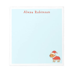 Niedliches Weihnachtsfest Capybara in Weihnachtsma Notizblock