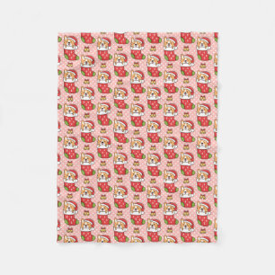 Niedliches Weihnachtsfest Corgi Fleece Blanket