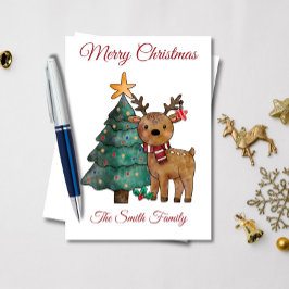 Niedliches Weihnachtsfest der Wasserfarbe Karte