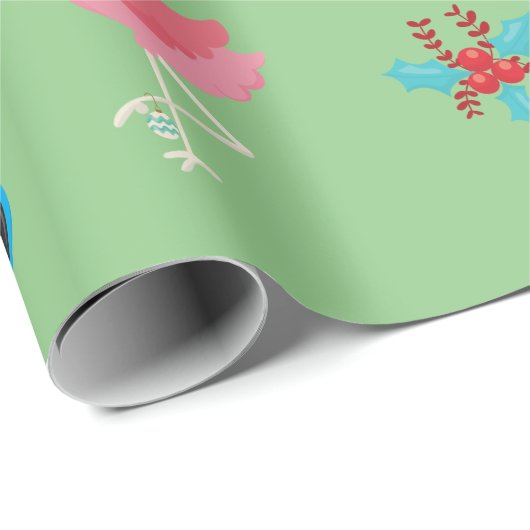 Niedliches Weihnachtsfest Flamingo Tropical Geschenkpapier (Rolleneckpunkt)