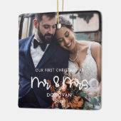 Niedliches Weihnachtsfest-Foto Keramikornament (Links)