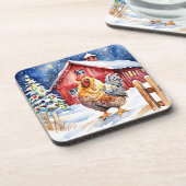 Niedliches Weihnachtsfest Getränkeuntersetzer (Linke Seite)