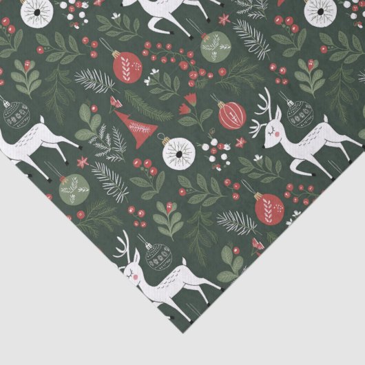Niedliches Weihnachtsfest im Waldbaum Rot Grün Seidenpapier (Detail)